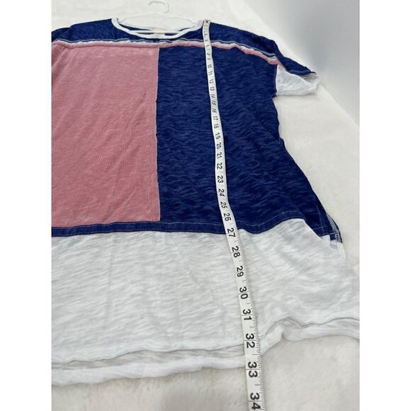 We The Free by Free People Charleston ColorBlock Oversized Tunic Blue/Pink/White - Picture 5 of 11